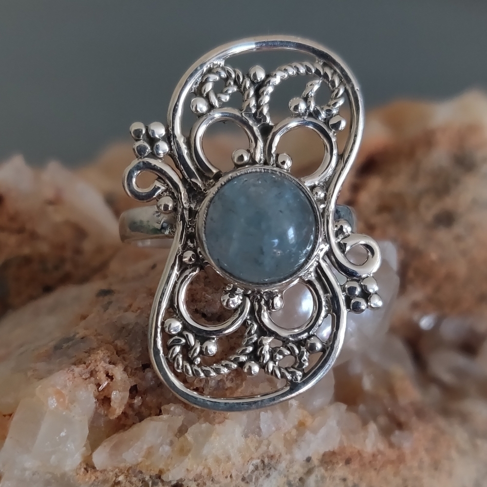 Aquamarine Sterling Silver Ring